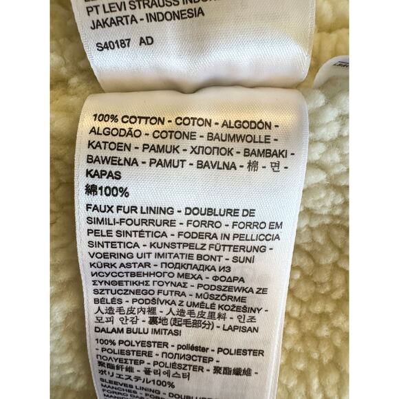 Levi's Corduroy Ex-Boyfriend Sherpa Trucker Jacket Light Ice Baby Blue Medium - Picture 7 of 8